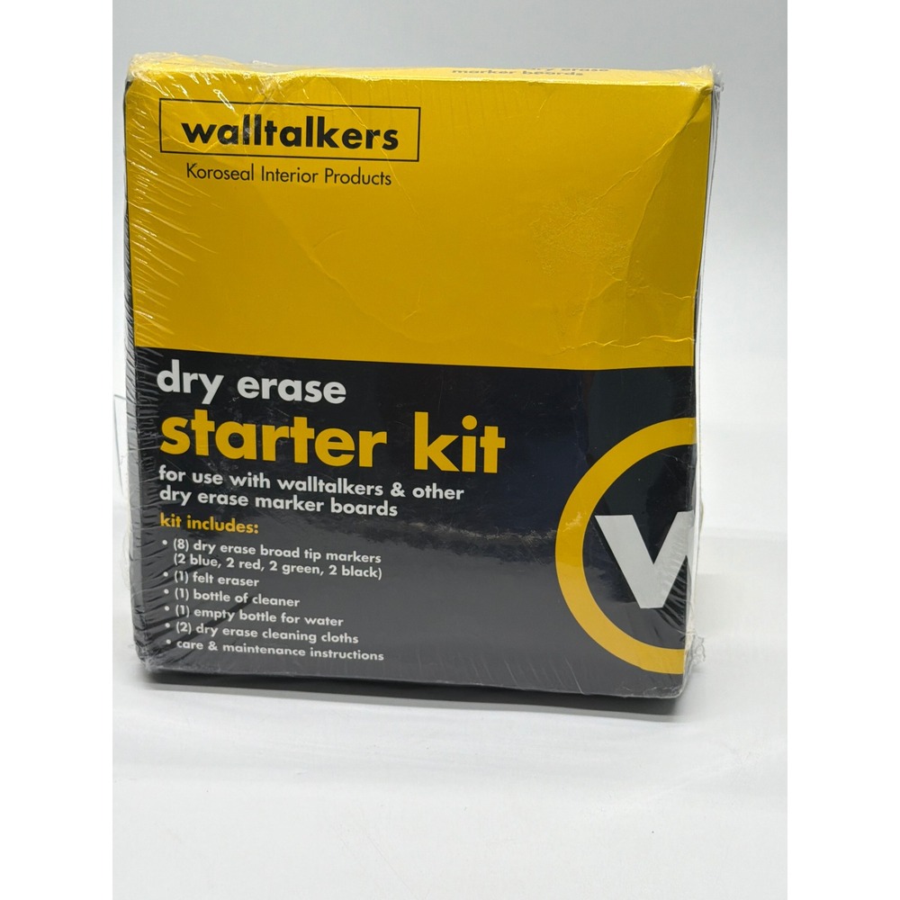 Walltalkers Koroseal Dry Erase Starter Kit 8 Broad Markers Eraser Cleaner Cloths